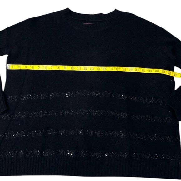 Velvet Black 100% Cashmere Knit Sweater Sequin Detail Sz L Crewneck Luxury Soft - Picture 9 of 9